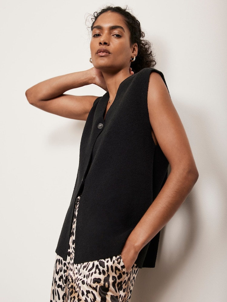 Mint Velvet Black Textured Waistcoat - Image 2 of 4