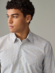 Scattered Leaves Regular Fit Signature Collection 100% Italian Fabric Printed Formal Shirt - Image 1 of 11
