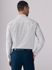 Scattered Leaves Regular Fit Signature Collection 100% Italian Fabric Printed Formal Shirt - Image 6 of 11