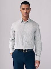 Scattered Leaves Regular Fit Signature Collection 100% Italian Fabric Printed Formal Shirt - Image 7 of 11