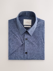 Blue Survival Print Regular Fit 100% Cotton Short Sleeve Formal Shirt - Image 1 of 3