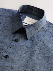 Blue Survival Print Regular Fit 100% Cotton Short Sleeve Formal Shirt - Image 2 of 3