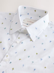 White Ice Cream Dream Regular Fit 100% Cotton Short Sleeve Formal Shirt - Image 1 of 7