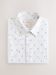 White Ice Cream Dream Regular Fit 100% Cotton Short Sleeve Formal Shirt - Image 2 of 7