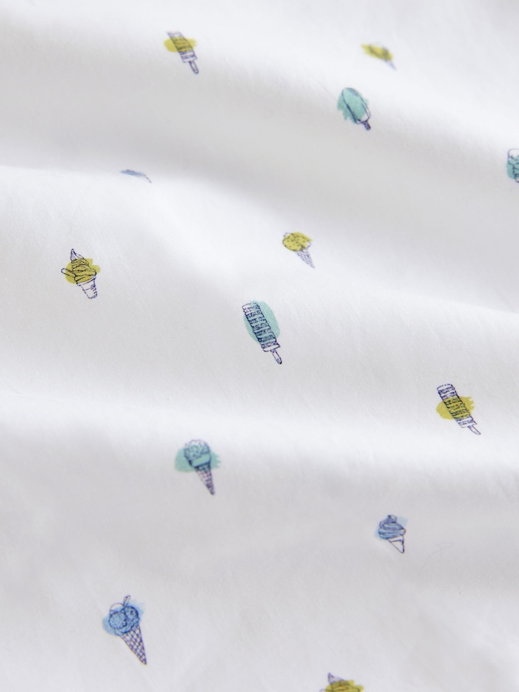 White Ice Cream Dream Regular Fit 100% Cotton Short Sleeve Formal Shirt - Image 3 of 7