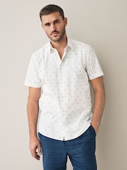 White Ice Cream Dream Regular Fit 100% Cotton Short Sleeve Formal Shirt - Image 5 of 7