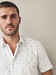 White Ice Cream Dream Regular Fit 100% Cotton Short Sleeve Formal Shirt - Image 6 of 7