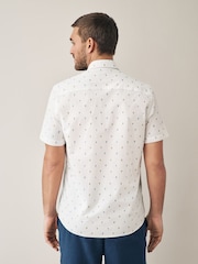 White Ice Cream Dream Regular Fit 100% Cotton Short Sleeve Formal Shirt - Image 7 of 7