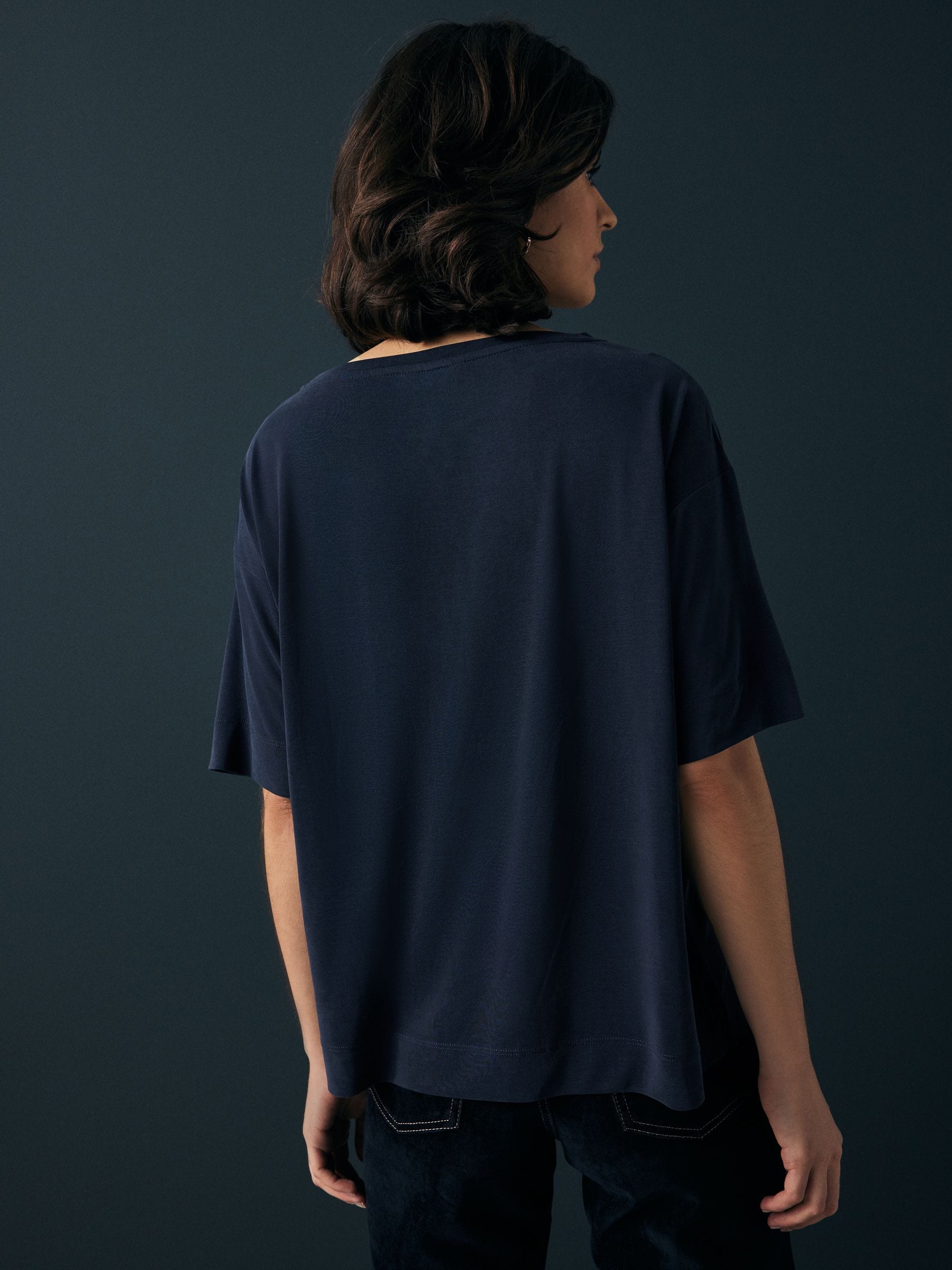 Buy Navy N. Premium Relaxed Fit Modal Boxy T-Shirt from the Next
