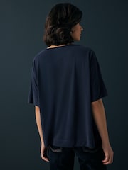 Navy Relaxed Fit Premium Modal Boxy T-Shirt - Image 3 of 8