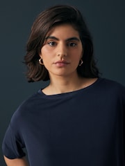 Navy Relaxed Fit Premium Modal Boxy T-Shirt - Image 4 of 8