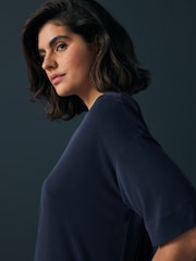 Navy Relaxed Fit Premium Modal Boxy T-Shirt - Image 5 of 8