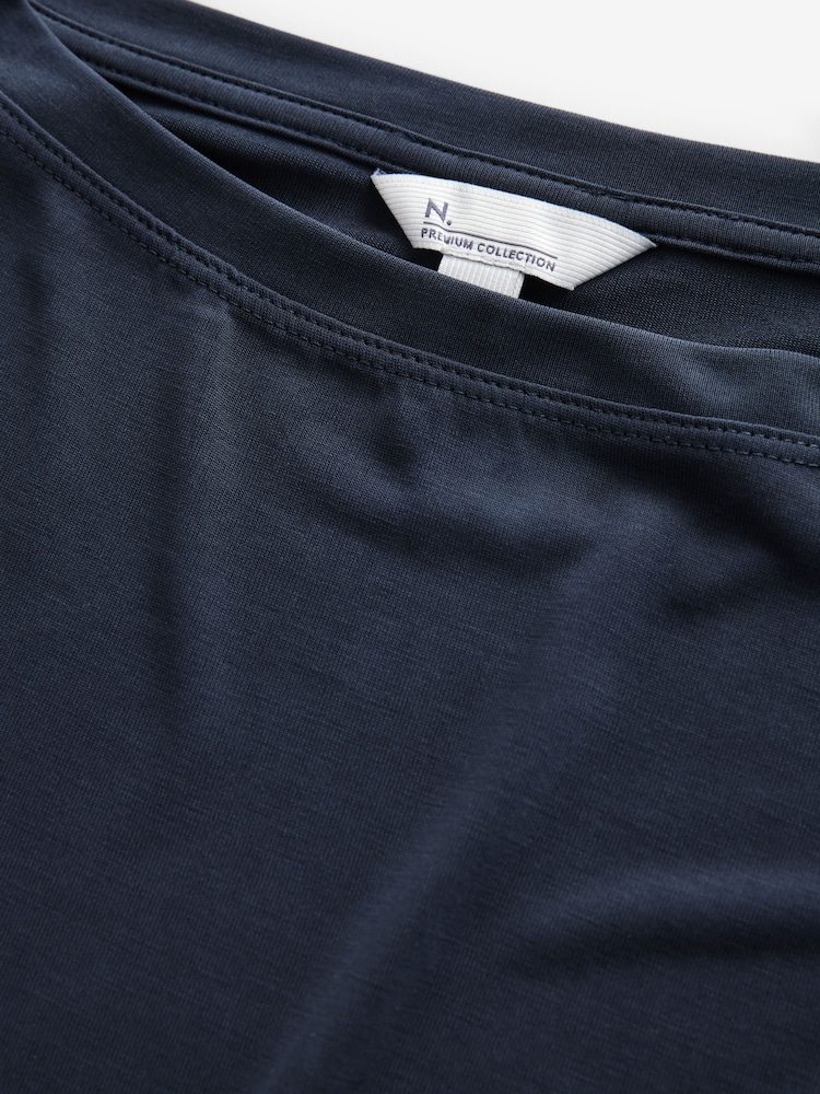 Navy Relaxed Fit Premium Modal Boxy T-Shirt - Image 7 of 8