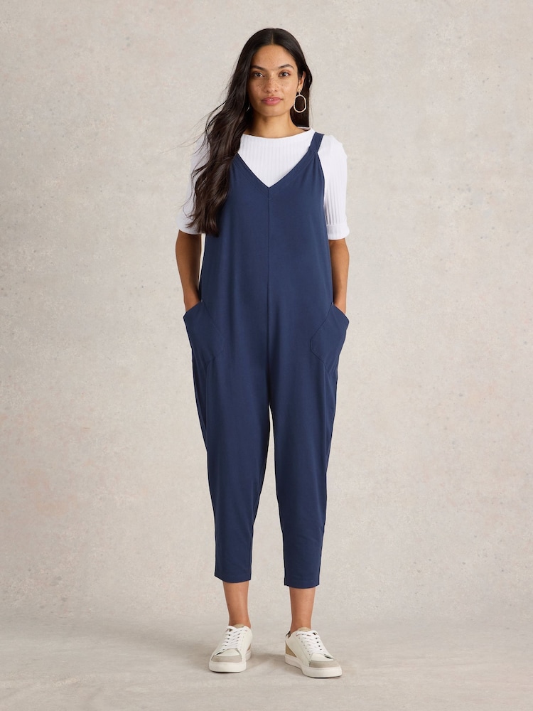 White Stuff Blue Selina Jersey Jumpsuit - Image 1 of 6