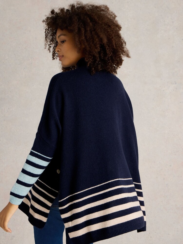 White Stuff Blue Ivy Side Slit Throw On Poncho - Image 2 of 6 White Stuff Blue Ivy Side Slit Throw On Poncho - Image 2 of 6