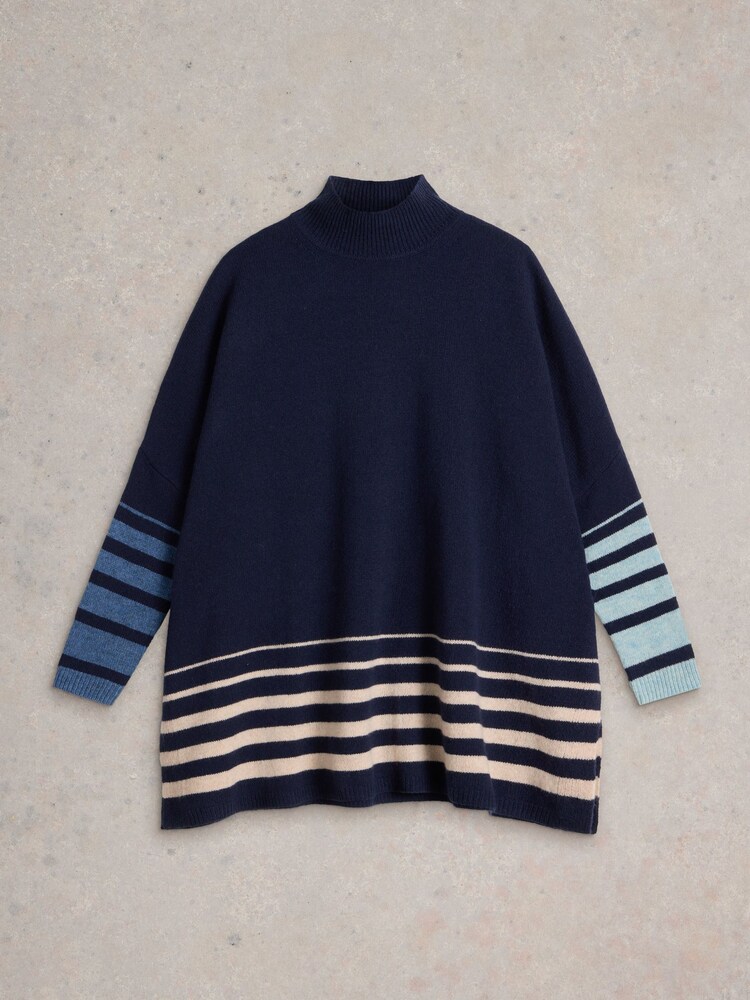 White Stuff Blue Ivy Side Slit Throw On Poncho - Image 5 of 6