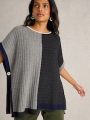 White Stuff Natural Ash Knitted Step Hem Poncho - Image 3 of 6