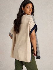 White Stuff Natural Ash Knitted Step Hem Poncho - Image 4 of 6