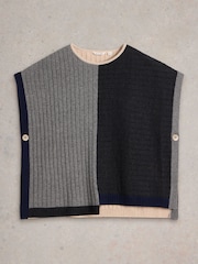 White Stuff Natural Ash Knitted Step Hem Poncho - Image 5 of 6