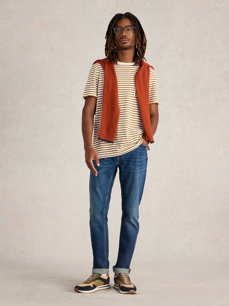 White Stuff Natural 100% Cotton Abersoch Stripe Short Sleeve T-Shirt - Image 1 of 6