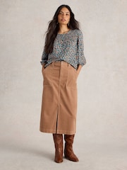 White Stuff Blue Daniella Shirred Top - Image 1 of 6
