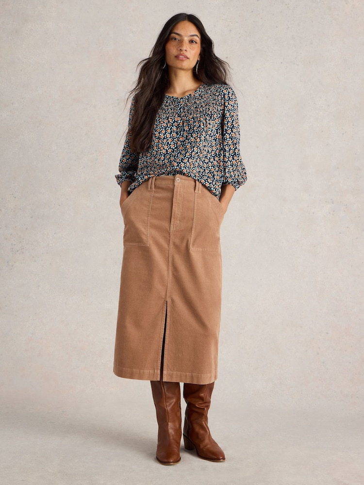 White Stuff Blue Daniella Shirred Top - Image 1 of 6