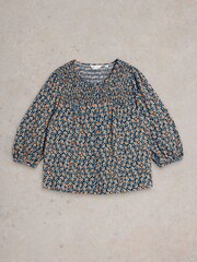 White Stuff Blue Daniella Shirred Top - Image 5 of 6