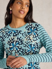White Stuff Blue 100% Cotton Clara Long Sleeve T-Shirt - Image 4 of 6