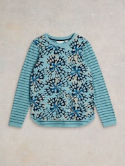 White Stuff Blue 100% Cotton Clara Long Sleeve T-Shirt - Image 5 of 6