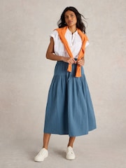 White Stuff Blue Seema Double Cloth Skirt - Image 1 of 6