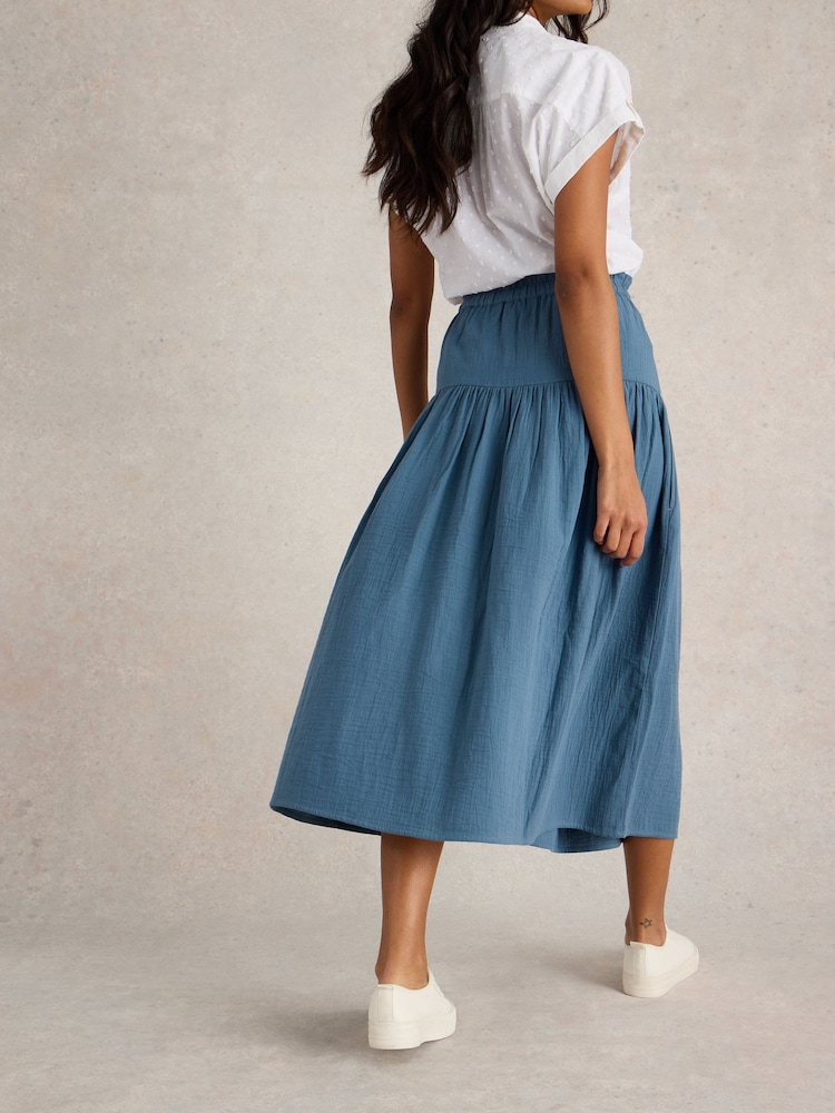 White Stuff Blue Seema Double Cloth Skirt - Image 2 of 6