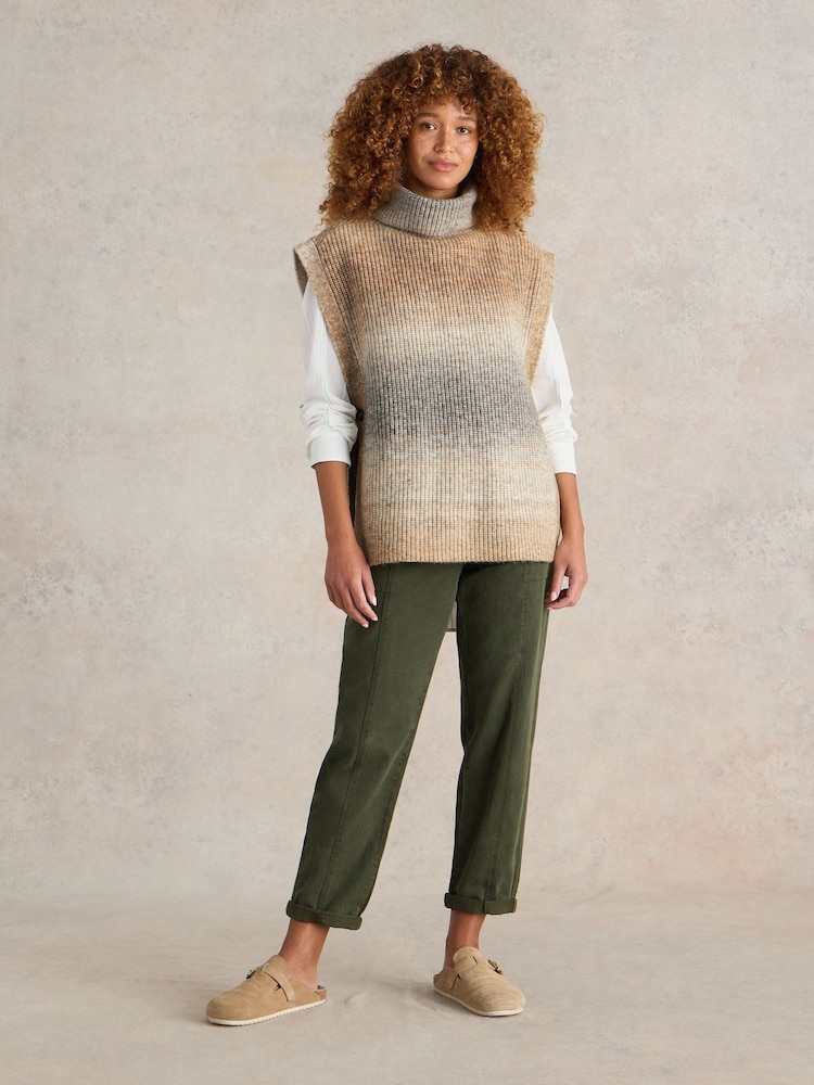 White Stuff Natural Spacedye Knitted Poncho - Image 1 of 6
