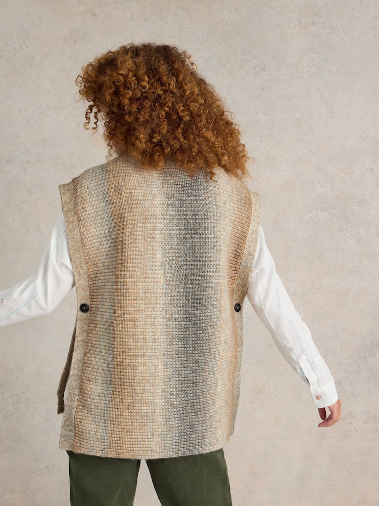 White Stuff Natural Spacedye Knitted Poncho - Image 2 of 6