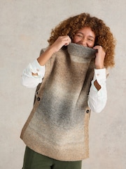 White Stuff Natural Spacedye Knitted Poncho - Image 3 of 6