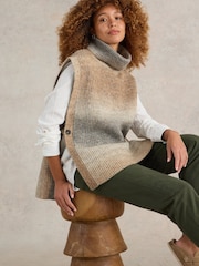 White Stuff Natural Spacedye Knitted Poncho - Image 4 of 6