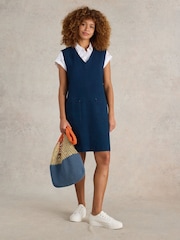 White Stuff Blue Maple Denim Jersey Pinny Dress - Image 1 of 6