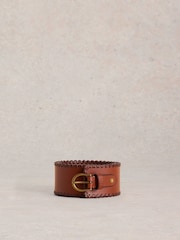 White Stuff Brown Leather Cinch Waist Belt - Image 2 of 3