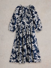 White Stuff Blue Skylar Midi Dress - Image 5 of 6