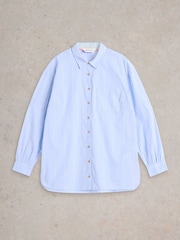 White Stuff Blue Laurel Longline Cotton Shirt - Image 5 of 6