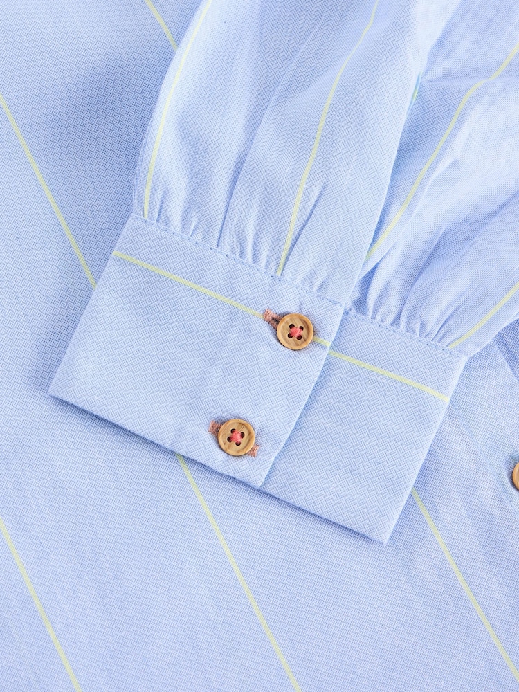 White Stuff Blue Laurel Longline Cotton Shirt - Image 6 of 6