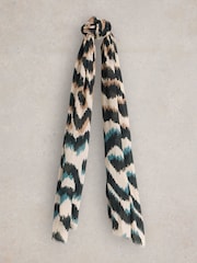 White Stuff Natural Squiggle Ikat Print Scarf - Image 1 of 3