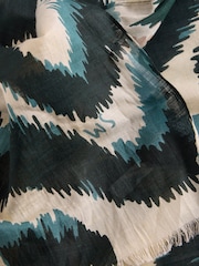 White Stuff Natural Squiggle Ikat Print Scarf - Image 3 of 3