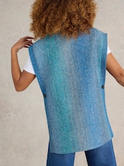 White Stuff Blue Spacedye Knitted Poncho - Image 2 of 6