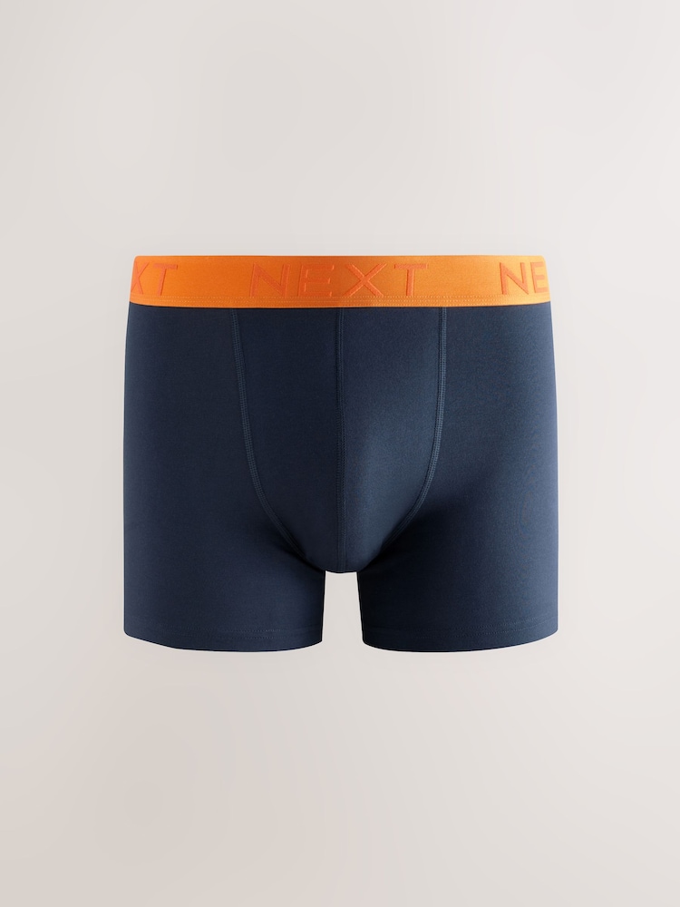 Navy Bright Contrast Waistband Rich Trunk Boxers 10 Pack - Image 2 of 14