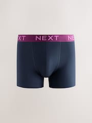 Navy Bright Contrast Waistband Rich Trunk Boxers 10 Pack - Image 8 of 14