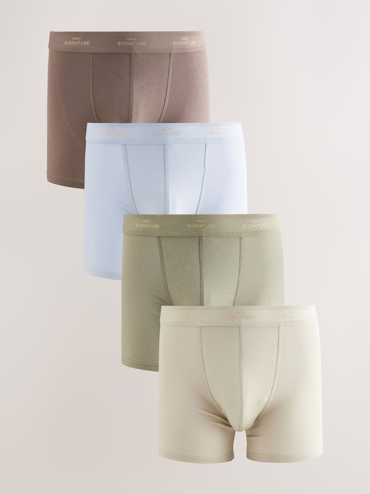 Azul/neutro/verde - Signature Cotton Rich Boxers 4 Pack - Imagen 1 de 11