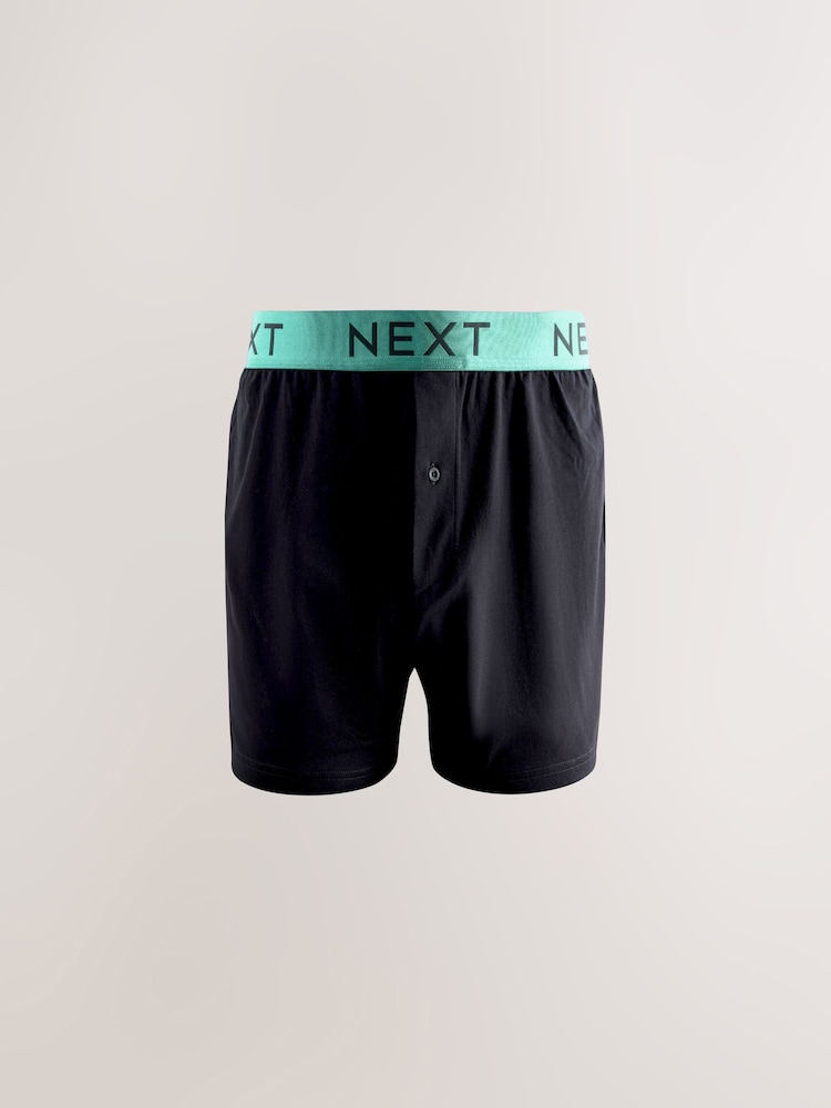 Black Bright Waistband 10 pack Loose Boxers 5 Pack - Image 2 of 14