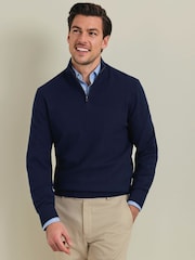 Charles Tyrwhitt Pure Merino Texture Zip Neck Jumper - Attēls 1 no 5