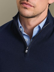 Charles Tyrwhitt Pure Merino Texture Zip Neck Jumper - Attēls 2 no 5