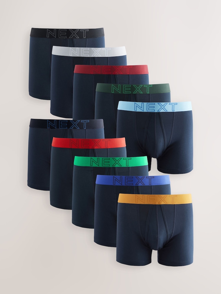 Cós em cor azul marinho brilhante e ousado - Pacote 10 - Boxers A-Front - Imagem 1 de 14